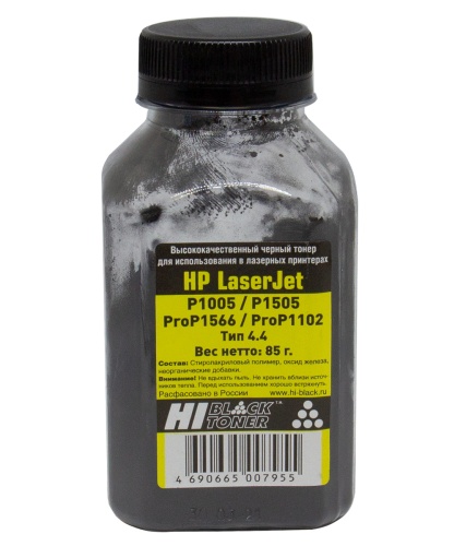 Упаковка тонер hi-black для hp lj p1005/p1505/prop1566/prop1102, тип 4.4, bk, 85 г, банка