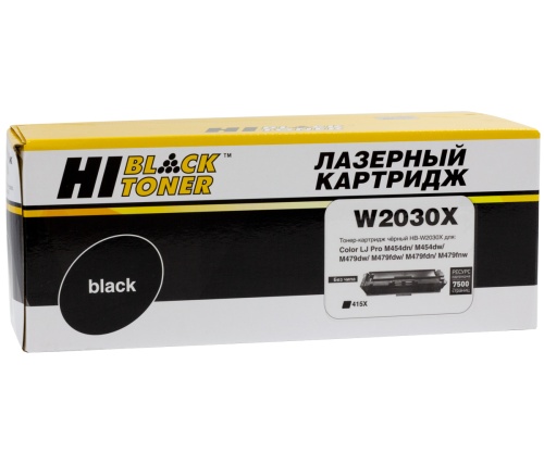 Тонер-картриджи тонер-картридж hi-black (hb-w2030x) для hp color laserjet pro m454dn/m479dw, №415x, bk, 7,5k б/ч