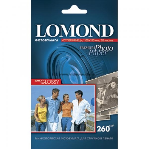 Бумага и носители для струйной печати фотобумага lomond суперглянцевая (1103101), super glossy, a4, 260 г/м2, 20 л.