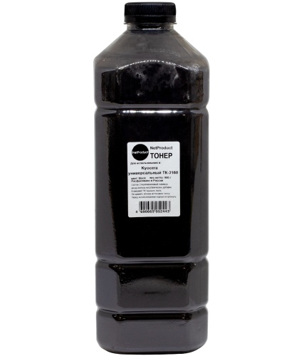 Упаковка тонер netproduct универсальный для kyocera tk-3160, bk, 900 г, канистра
