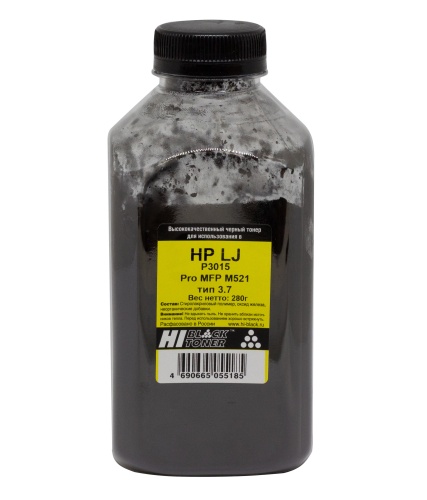 Упаковка тонер hi-black для hp lj p3015/pro mfp m521, тип 3.7, bk, 280 г, банка