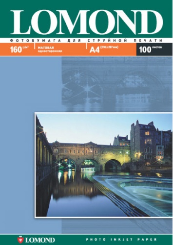 Бумага и носители для струйной печати фотобумага lomond матовая односторонняя (0102005), a4, 160 г/м2, 100 л.